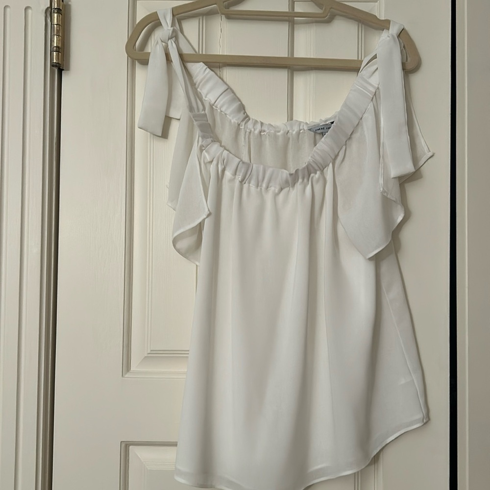 Naked Zebra White Side Tie Blouse Size Medium
